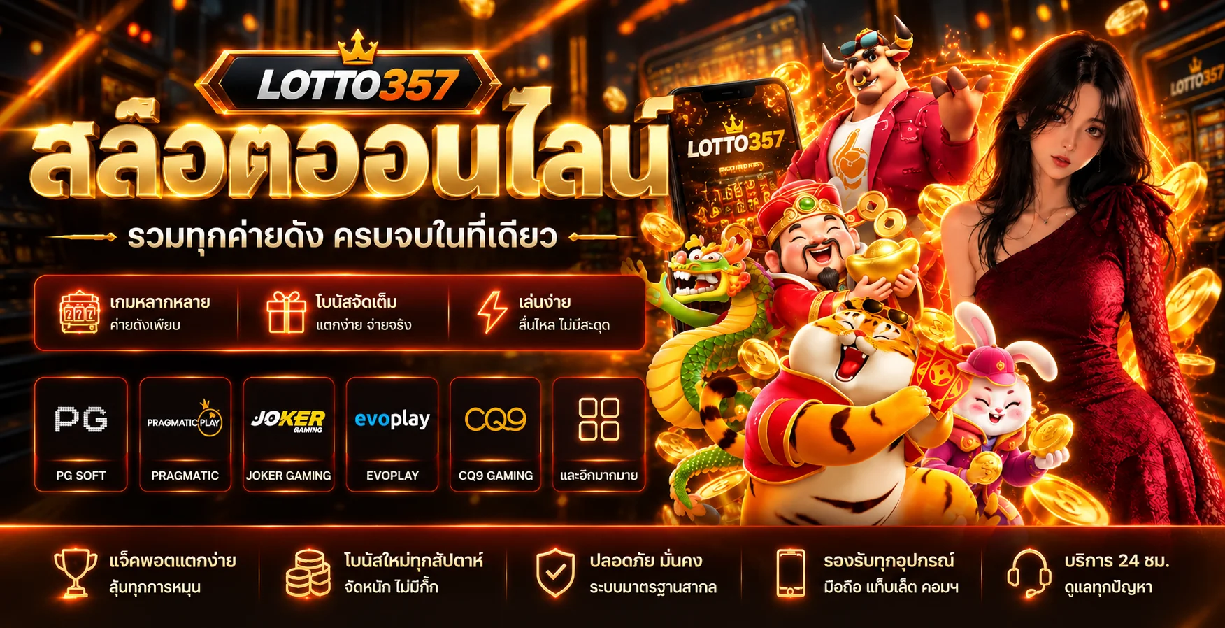สล็อตออนไลน์ LOTTO357 รวมค่ายเกมและตัวละคร PG Soft